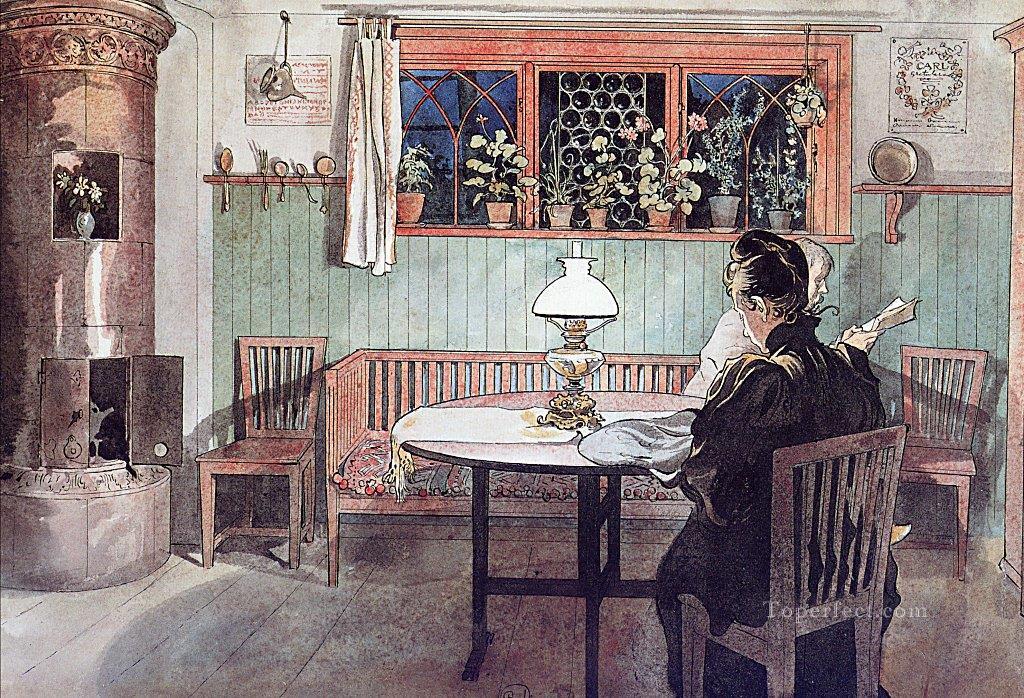 when the children have gone to bed Carl Larsson Oil Paintings